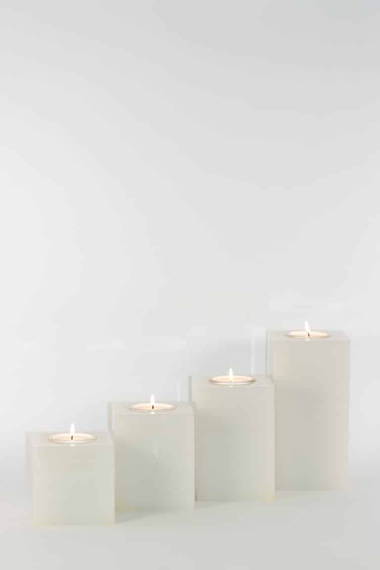 mg emozioni column laccate traslucide ghiaccio portacandele luxury elegante