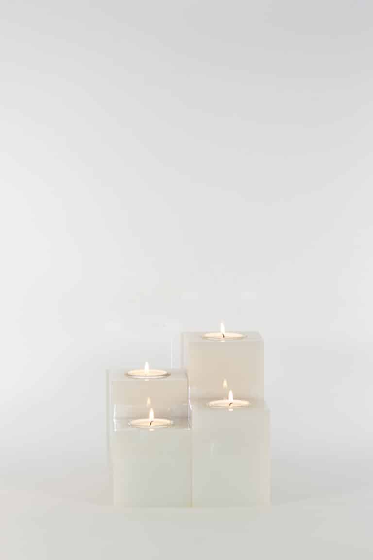 mg emozioni column laccate traslucide ghiaccio portacandele luxury elegante