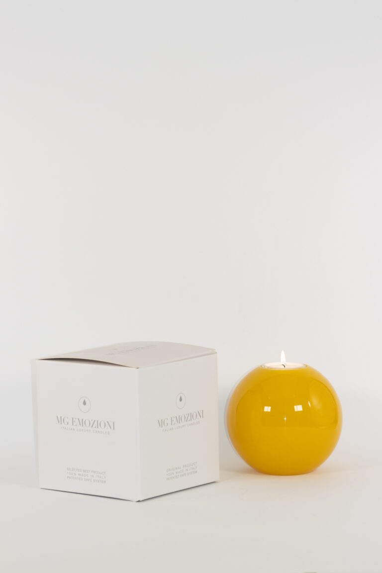 mg emozioni portacandele sfera ball giallo traslucido luxury