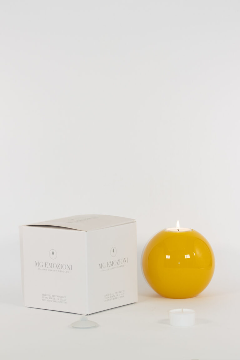 mg emozioni portacandele sfera ball giallo traslucido luxury