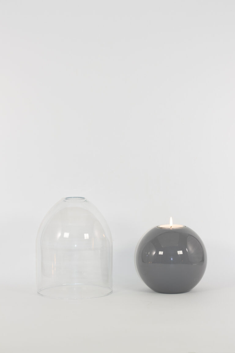 mg emozioni portacandele sfera ball grigio laccato luxury