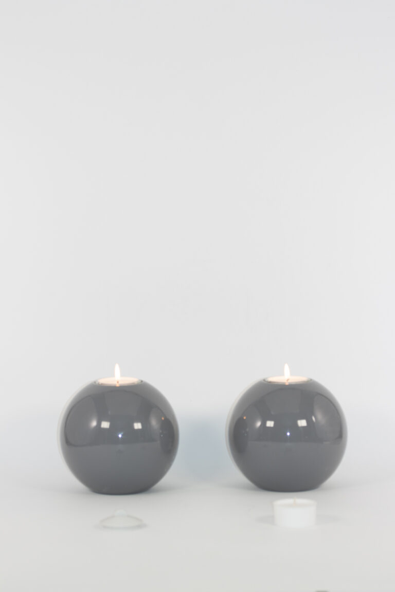 mg emozioni portacandele sfera ball grigio laccato luxury