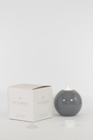 mg emozioni portacandele sfera ball grigio laccato luxury
