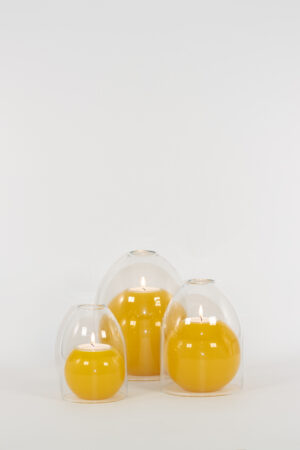 mg emozioni portacandele sfera ball giallo traslucido luxury