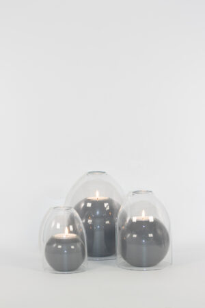 mg emozioni portacandele sfera ball grigio laccato luxury