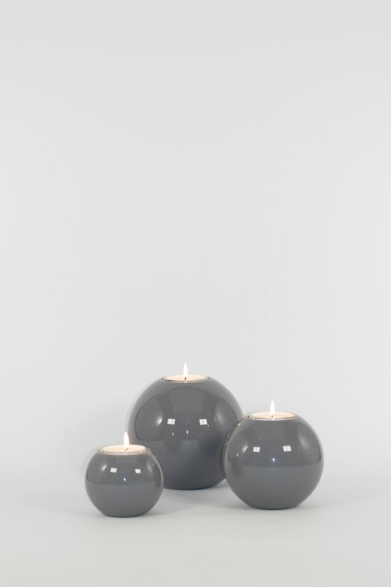 mg emozioni portacandele sfera ball grigio laccato luxury